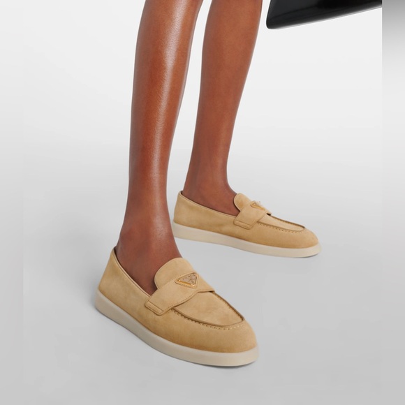 Prada St Tropez Suede Shearling Loafers